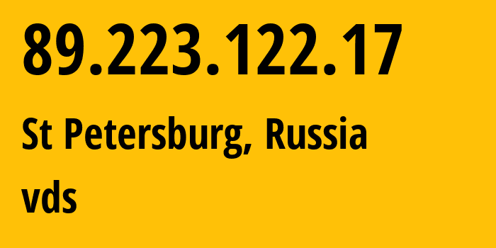 IP address 89.223.122.17 (St Petersburg, St.-Petersburg, Russia) get location, coordinates on map, ISP provider AS9123 vds // who is provider of ip address 89.223.122.17, whose IP address