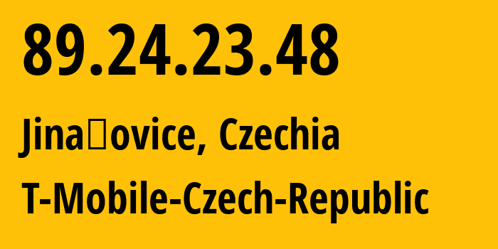 IP address 89.24.23.48 (Pardubice, Pardubicky kraj, Czechia) get location, coordinates on map, ISP provider AS13036 T-Mobile-Czech-Republic // who is provider of ip address 89.24.23.48, whose IP address