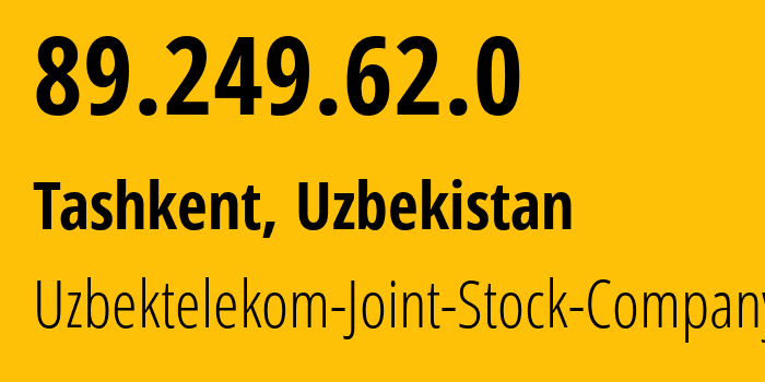 IP-адрес 89.249.62.0 (Ташкент, Ташкент, Узбекистан) определить местоположение, координаты на карте, ISP провайдер AS8193 Uzbektelekom-Joint-Stock-Company // кто провайдер айпи-адреса 89.249.62.0