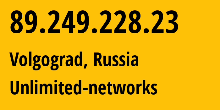 IP address 89.249.228.23 (Volgograd, Volgograd Oblast, Russia) get location, coordinates on map, ISP provider AS41344 Unlimited-networks // who is provider of ip address 89.249.228.23, whose IP address