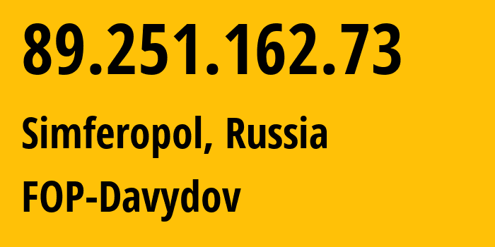 IP address 89.251.162.73 (Simferopol, Crimea, Russia) get location, coordinates on map, ISP provider AS44533 FOP-Davydov // who is provider of ip address 89.251.162.73, whose IP address