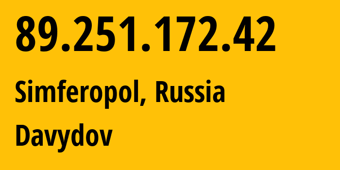 IP address 89.251.172.42 (Simferopol, Crimea, Russia) get location, coordinates on map, ISP provider AS44533 Davydov // who is provider of ip address 89.251.172.42, whose IP address
