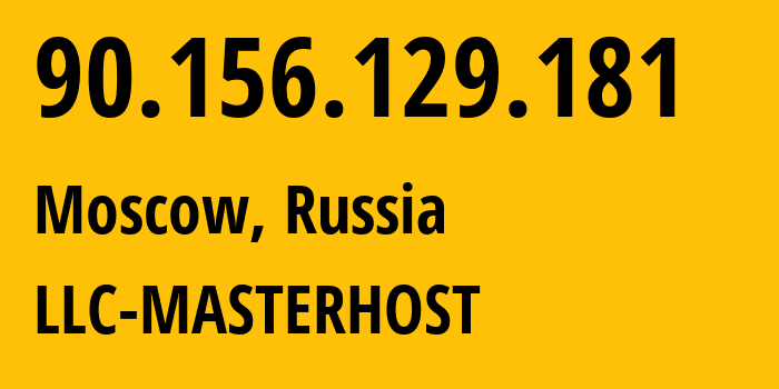 IP address 90.156.129.181 (Moscow, Moscow, Russia) get location, coordinates on map, ISP provider AS25532 LLC-MASTERHOST // who is provider of ip address 90.156.129.181, whose IP address