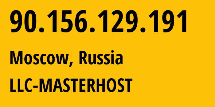 IP address 90.156.129.191 (Moscow, Moscow, Russia) get location, coordinates on map, ISP provider AS25532 LLC-MASTERHOST // who is provider of ip address 90.156.129.191, whose IP address