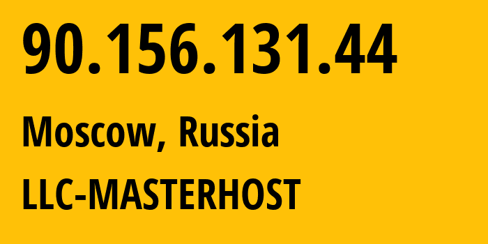 IP-адрес 90.156.131.44 (Москва, Москва, Россия) определить местоположение, координаты на карте, ISP провайдер AS25532 LLC-MASTERHOST // кто провайдер айпи-адреса 90.156.131.44