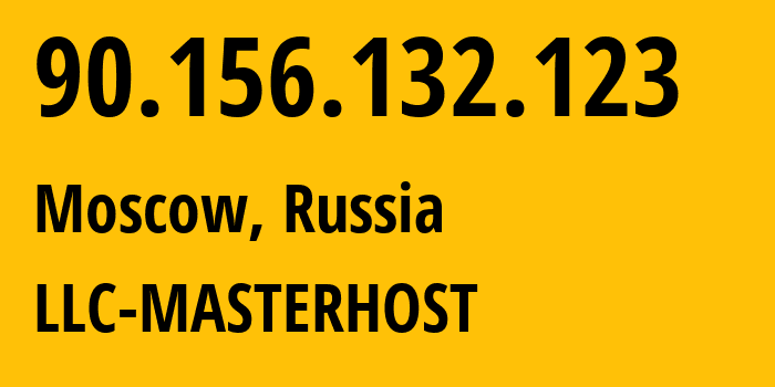 IP address 90.156.132.123 (Moscow, Moscow, Russia) get location, coordinates on map, ISP provider AS25532 LLC-MASTERHOST // who is provider of ip address 90.156.132.123, whose IP address