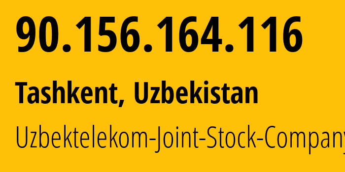 IP-адрес 90.156.164.116 (Ташкент, Ташкент, Узбекистан) определить местоположение, координаты на карте, ISP провайдер AS8193 Uzbektelekom-Joint-Stock-Company // кто провайдер айпи-адреса 90.156.164.116