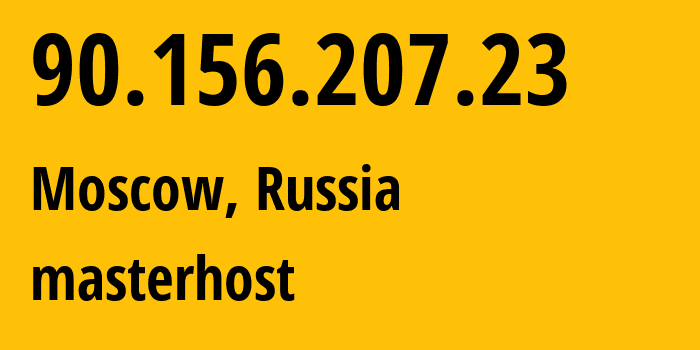 IP-адрес 90.156.207.23 (Москва, Москва, Россия) определить местоположение, координаты на карте, ISP провайдер AS25532 masterhost // кто провайдер айпи-адреса 90.156.207.23