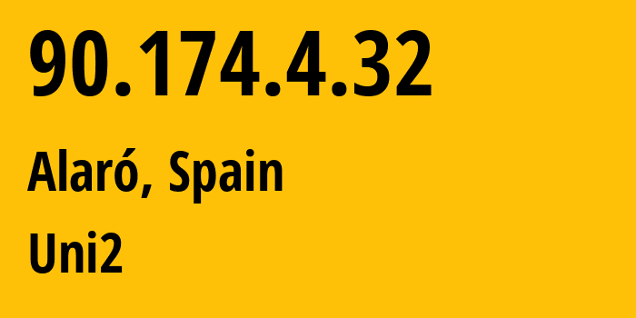 IP address 90.174.4.32 (Madrid, Madrid, Spain) get location, coordinates on map, ISP provider AS12479 Uni2 // who is provider of ip address 90.174.4.32, whose IP address