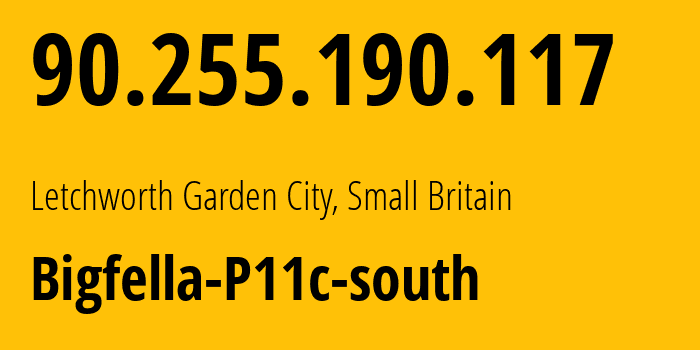 IP-адрес 90.255.190.117 (Letchworth Garden City, Англия, Мелкобритания) определить местоположение, координаты на карте, ISP провайдер AS5378 Bigfella-P11c-south // кто провайдер айпи-адреса 90.255.190.117