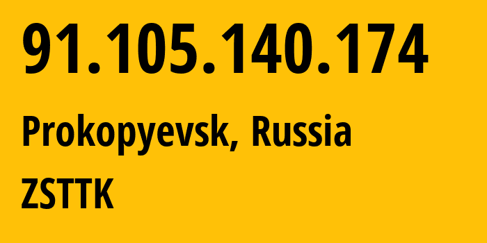IP address 91.105.140.174 get location, coordinates on map, ISP provider AS21127 ZSTTK // who is provider of ip address 91.105.140.174, whose IP address