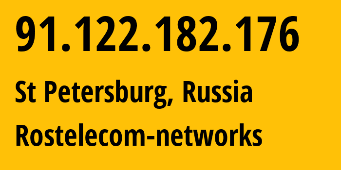 IP-адрес 91.122.182.176 (Санкт-Петербург, Санкт-Петербург, Россия) определить местоположение, координаты на карте, ISP провайдер AS12389 Rostelecom-networks // кто провайдер айпи-адреса 91.122.182.176