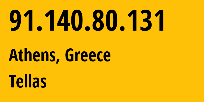 IP-адрес 91.140.80.131 (Афины, Attica, Греция) определить местоположение, координаты на карте, ISP провайдер AS25472 Tellas // кто провайдер айпи-адреса 91.140.80.131