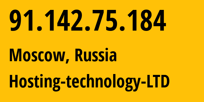 IP-адрес 91.142.75.184 (Москва, Москва, Россия) определить местоположение, координаты на карте, ISP провайдер AS48282 Hosting-technology-LTD // кто провайдер айпи-адреса 91.142.75.184