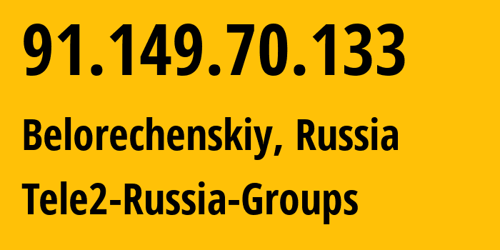 IP-адрес 91.149.70.133 (Белореченский, Иркутская Область, Россия) определить местоположение, координаты на карте, ISP провайдер AS41330 Tele2-Russia-Groups // кто провайдер айпи-адреса 91.149.70.133