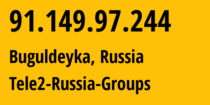 IP-адрес 91.149.97.244 (Бугульдейка, Иркутская Область, Россия) определить местоположение, координаты на карте, ISP провайдер AS41330 Tele2-Russia-Groups // кто провайдер айпи-адреса 91.149.97.244