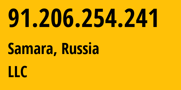 IP-адрес 91.206.254.241 (Самара, Самарская Область, Россия) определить местоположение, координаты на карте, ISP провайдер AS0 LLC // кто провайдер айпи-адреса 91.206.254.241