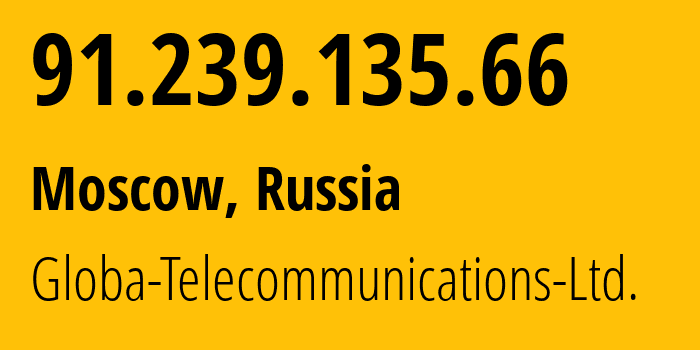 IP address 91.239.135.66 (Moscow, Moscow, Russia) get location, coordinates on map, ISP provider AS28917 Globa-Telecommunications-Ltd. // who is provider of ip address 91.239.135.66, whose IP address