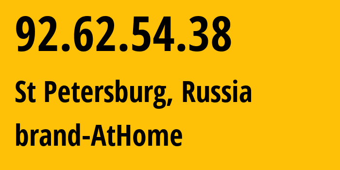 IP address 92.62.54.38 (St Petersburg, St.-Petersburg, Russia) get location, coordinates on map, ISP provider AS39102 brand-AtHome // who is provider of ip address 92.62.54.38, whose IP address