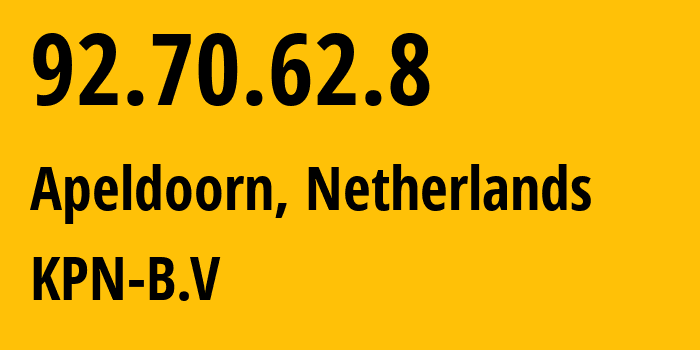 IP-адрес 92.70.62.8 (Almere Stad, Флеволанд, Нидерланды) определить местоположение, координаты на карте, ISP провайдер AS1136 KPN-B.V // кто провайдер айпи-адреса 92.70.62.8