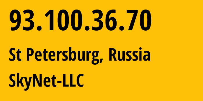 IP address 93.100.36.70 (St Petersburg, St.-Petersburg, Russia) get location, coordinates on map, ISP provider AS35807 SkyNet-LLC // who is provider of ip address 93.100.36.70, whose IP address