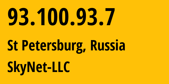 IP-адрес 93.100.93.7 (Санкт-Петербург, Санкт-Петербург, Россия) определить местоположение, координаты на карте, ISP провайдер AS35807 SkyNet-LLC // кто провайдер айпи-адреса 93.100.93.7