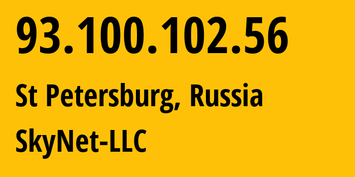 IP-адрес 93.100.102.56 (Санкт-Петербург, Санкт-Петербург, Россия) определить местоположение, координаты на карте, ISP провайдер AS35807 SkyNet-LLC // кто провайдер айпи-адреса 93.100.102.56