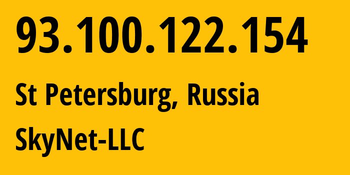 IP-адрес 93.100.122.154 (Санкт-Петербург, Санкт-Петербург, Россия) определить местоположение, координаты на карте, ISP провайдер AS35807 SkyNet-LLC // кто провайдер айпи-адреса 93.100.122.154