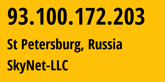 IP address 93.100.172.203 (St Petersburg, St.-Petersburg, Russia) get location, coordinates on map, ISP provider AS35807 SkyNet-LLC // who is provider of ip address 93.100.172.203, whose IP address