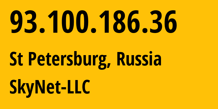 IP address 93.100.186.36 (St Petersburg, St.-Petersburg, Russia) get location, coordinates on map, ISP provider AS35807 SkyNet-LLC // who is provider of ip address 93.100.186.36, whose IP address