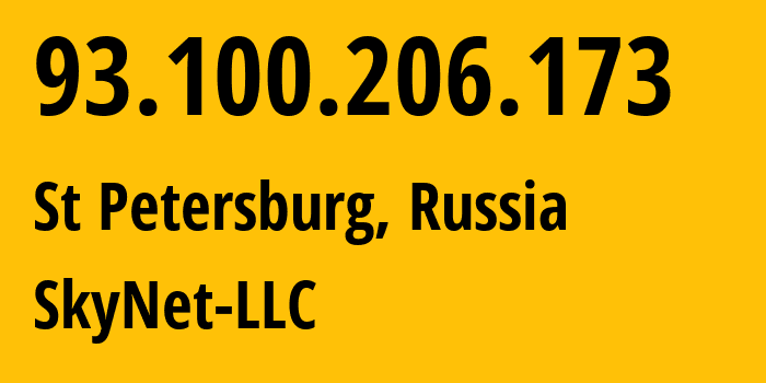 IP-адрес 93.100.206.173 (Санкт-Петербург, Санкт-Петербург, Россия) определить местоположение, координаты на карте, ISP провайдер AS35807 SkyNet-LLC // кто провайдер айпи-адреса 93.100.206.173