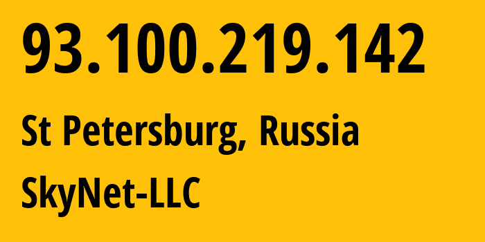 IP-адрес 93.100.219.142 (Санкт-Петербург, Санкт-Петербург, Россия) определить местоположение, координаты на карте, ISP провайдер AS35807 SkyNet-LLC // кто провайдер айпи-адреса 93.100.219.142