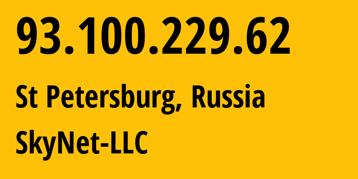 IP-адрес 93.100.229.62 (Санкт-Петербург, Санкт-Петербург, Россия) определить местоположение, координаты на карте, ISP провайдер AS35807 SkyNet-LLC // кто провайдер айпи-адреса 93.100.229.62