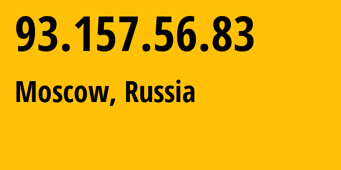 IP address 93.157.56.83 (Moscow, Moscow, Russia) get location, coordinates on map, ISP provider AS57580 Federal-State-Unitary-Enterprise-Research-Center-For-Informatics-Under-The-Min // who is provider of ip address 93.157.56.83, whose IP address