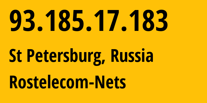 IP-адрес 93.185.17.183 (Санкт-Петербург, Санкт-Петербург, Россия) определить местоположение, координаты на карте, ISP провайдер AS12389 Rostelecom-Nets // кто провайдер айпи-адреса 93.185.17.183