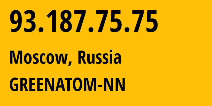 IP address 93.187.75.75 (Moscow, Moscow, Russia) get location, coordinates on map, ISP provider AS57573 GREENATOM-NN // who is provider of ip address 93.187.75.75, whose IP address