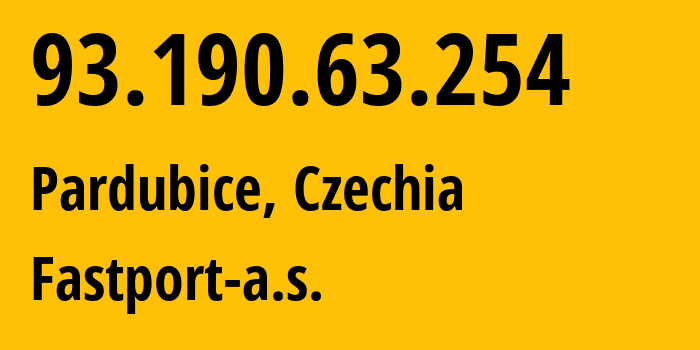 IP address 93.190.63.254 (Pardubice, Pardubický kraj, Czechia) get location, coordinates on map, ISP provider AS210958 Fastport-a.s. // who is provider of ip address 93.190.63.254, whose IP address