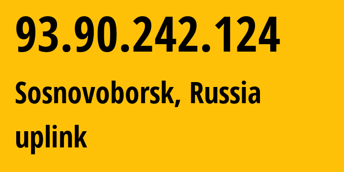 IP address 93.90.242.124 (Sosnovoborsk, Krasnoyarsk Krai, Russia) get location, coordinates on map, ISP provider AS12389 uplink // who is provider of ip address 93.90.242.124, whose IP address