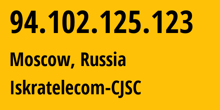 IP address 94.102.125.123 (Moscow, Moscow, Russia) get location, coordinates on map, ISP provider AS29124 Iskratelecom-CJSC // who is provider of ip address 94.102.125.123, whose IP address