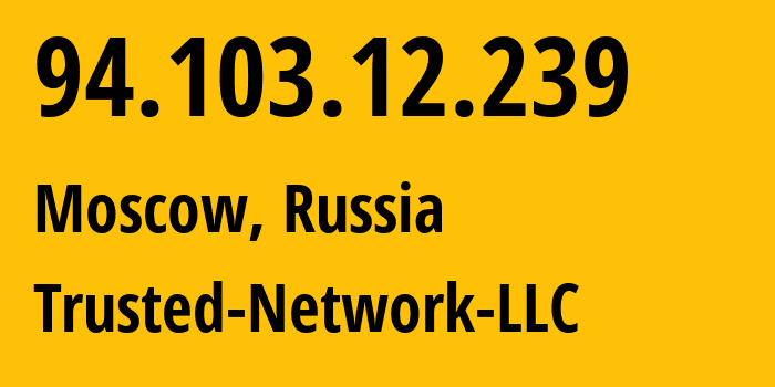 IP-адрес 94.103.12.239 (Москва, Москва, Россия) определить местоположение, координаты на карте, ISP провайдер AS202696 Trusted-Network-LLC // кто провайдер айпи-адреса 94.103.12.239