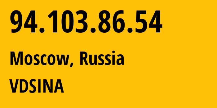 IP-адрес 94.103.86.54 (Москва, Москва, Россия) определить местоположение, координаты на карте, ISP провайдер AS48282 VDSINA // кто провайдер айпи-адреса 94.103.86.54