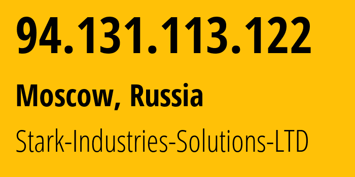 IP-адрес 94.131.113.122 (Москва, Москва, Россия) определить местоположение, координаты на карте, ISP провайдер AS44477 Stark-Industries-Solutions-LTD // кто провайдер айпи-адреса 94.131.113.122