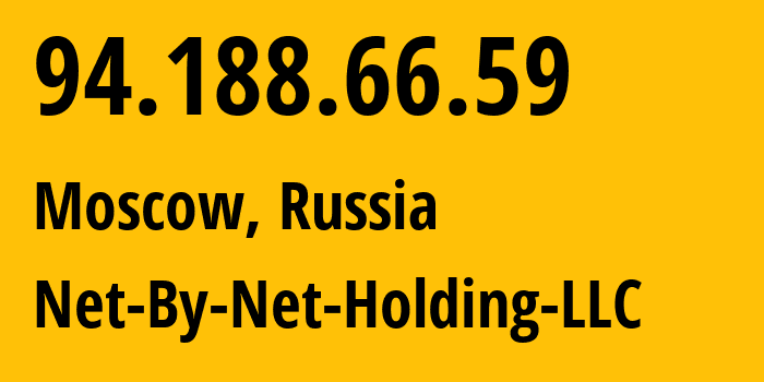 IP-адрес 94.188.66.59 (Москва, Москва, Россия) определить местоположение, координаты на карте, ISP провайдер AS12714 Net-By-Net-Holding-LLC // кто провайдер айпи-адреса 94.188.66.59