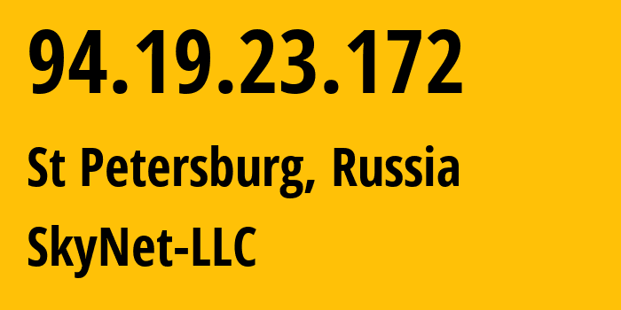 IP-адрес 94.19.23.172 (Санкт-Петербург, Санкт-Петербург, Россия) определить местоположение, координаты на карте, ISP провайдер AS35807 SkyNet-LLC // кто провайдер айпи-адреса 94.19.23.172