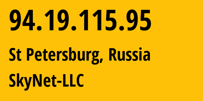 IP-адрес 94.19.115.95 (Санкт-Петербург, Санкт-Петербург, Россия) определить местоположение, координаты на карте, ISP провайдер AS35807 SkyNet-LLC // кто провайдер айпи-адреса 94.19.115.95