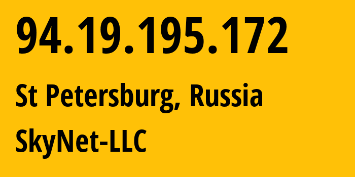 IP-адрес 94.19.195.172 (Санкт-Петербург, Санкт-Петербург, Россия) определить местоположение, координаты на карте, ISP провайдер AS35807 SkyNet-LLC // кто провайдер айпи-адреса 94.19.195.172