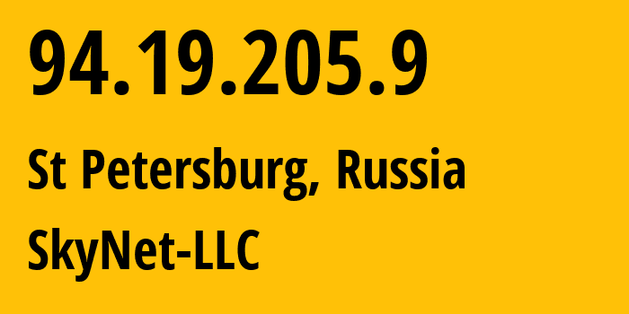 IP-адрес 94.19.205.9 (Санкт-Петербург, Санкт-Петербург, Россия) определить местоположение, координаты на карте, ISP провайдер AS35807 SkyNet-LLC // кто провайдер айпи-адреса 94.19.205.9