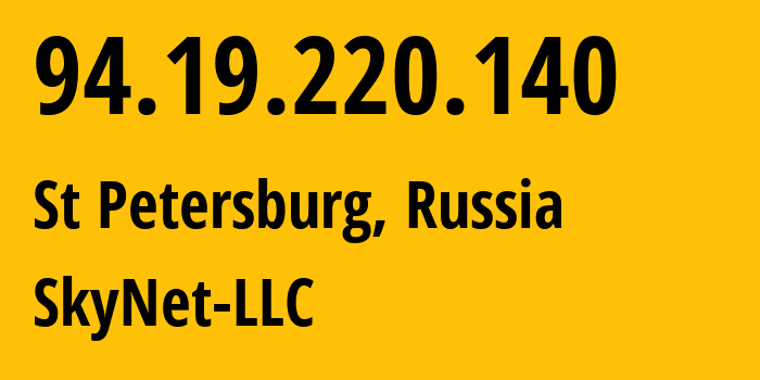 IP address 94.19.220.140 (St Petersburg, St.-Petersburg, Russia) get location, coordinates on map, ISP provider AS35807 SkyNet-LLC // who is provider of ip address 94.19.220.140, whose IP address