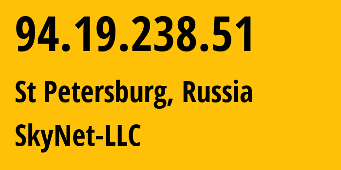 IP-адрес 94.19.238.51 (Санкт-Петербург, Санкт-Петербург, Россия) определить местоположение, координаты на карте, ISP провайдер AS35807 SkyNet-LLC // кто провайдер айпи-адреса 94.19.238.51