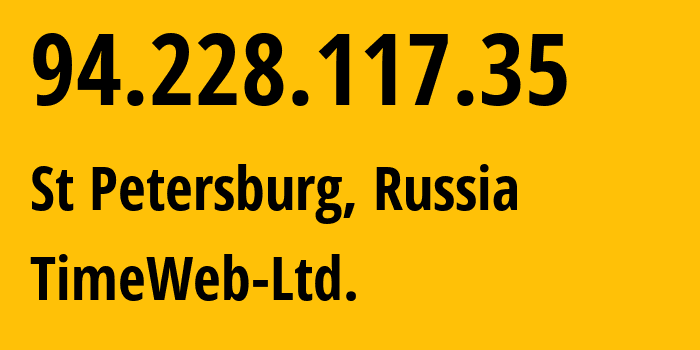 IP address 94.228.117.35 (St Petersburg, St.-Petersburg, Russia) get location, coordinates on map, ISP provider AS9123 TimeWeb-Ltd. // who is provider of ip address 94.228.117.35, whose IP address